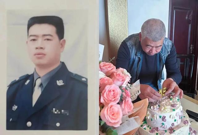 △左:张成伦31岁时的证件照;右:满头白发的张成伦为妻子过生日。