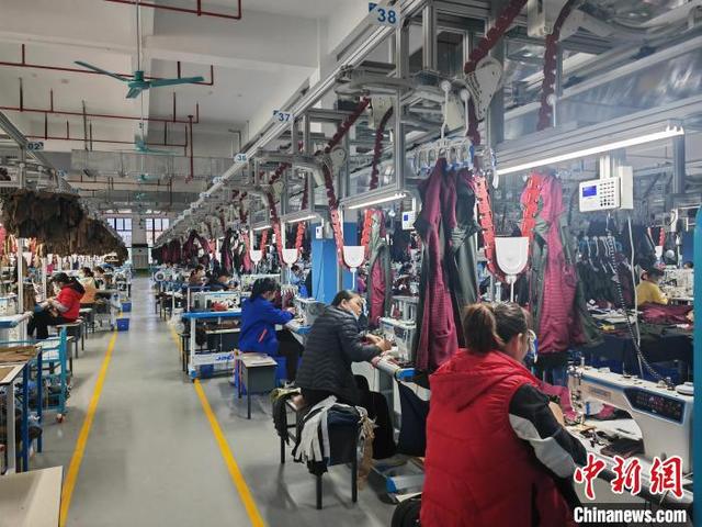 信宜市工业园区佳都制衣厂生产车间。梁盛 摄