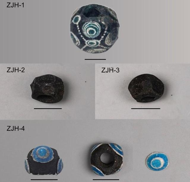 本项研究样品——镶嵌的“蜻蜓眼”玻璃珠。(杨益民、徐思雯 供图)