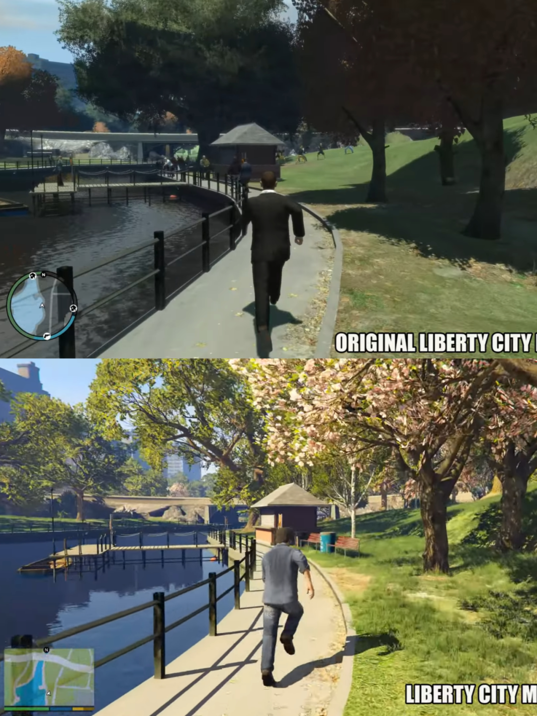 GTA4（上）和GTA5模组（下）画面对比——Youtube@GTA Network