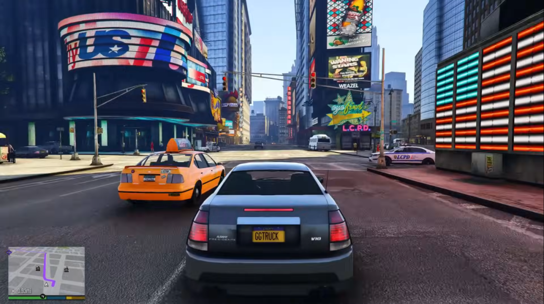 写有LCPD（自由城警局）字样的警车——Youtube@Games & Graphics