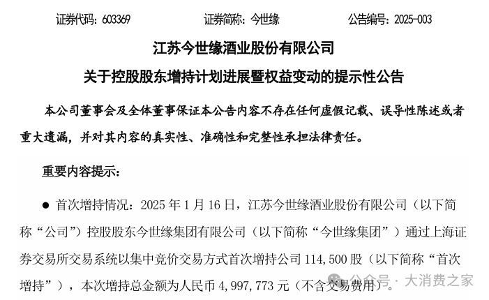 图片起首:今世缘公告