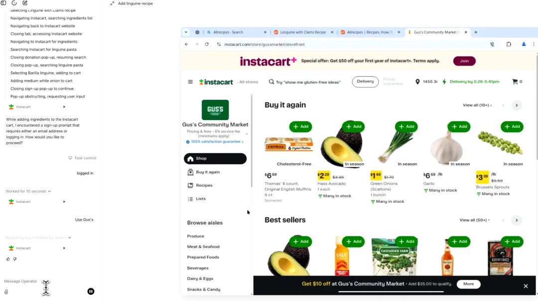 图 | 在演示视频中，Operator 可以网购食物（来源：OpenAI）