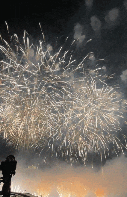 去年白鹅潭烟花汇演图。