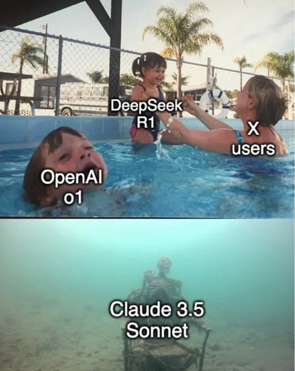 图注：X上有关deepseek的meme图，图源：X平台