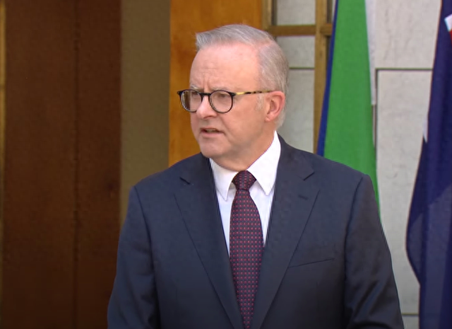 当地时间2月5日，澳大利亚总理阿尔巴尼斯重申该国长期支持“两国方案”。图为视频截图