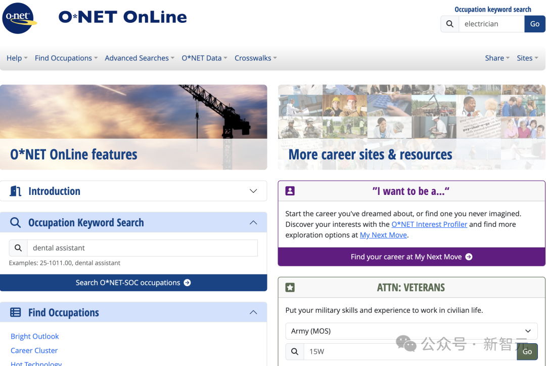 在线职业分类：https://www.onetonline.org/
