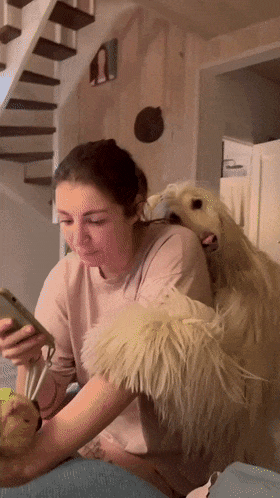 阿富汗猎犬从背后拥抱主人，楚楚可怜的模样萌化无数网友：快回头看看它！