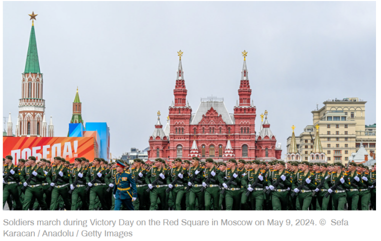 2024年5月6日的红场阅兵仪式。RT报道配图
