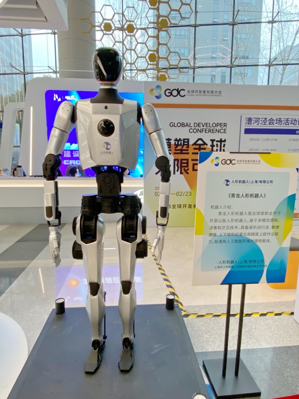 人形机器人（上海）有限公司展示的青龙人形机器人。
