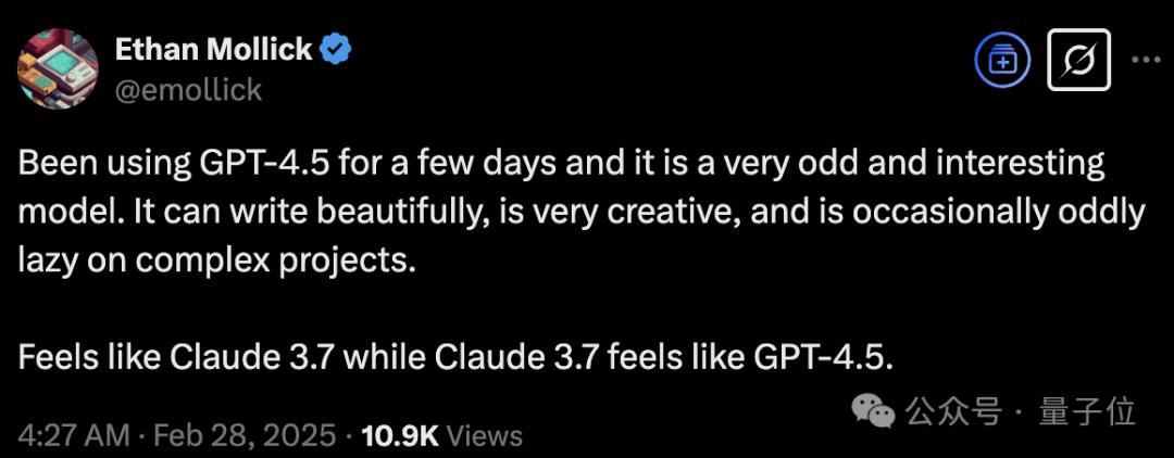 他还列举了GPT-4.5视觉理解能力很强的例子。它能从这张星露谷截图中发现非常小的元素蝴蝶。