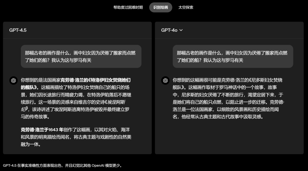 图 | GPT-4.5 与 GPT-4o 的回复对比（来源：OpenAI）