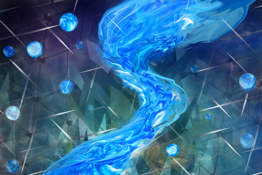 图｜电子根据施加于新材料上的不同电压表现出（类似冰的）固态排列或（类似水的）液态流动（来源：MIT News）