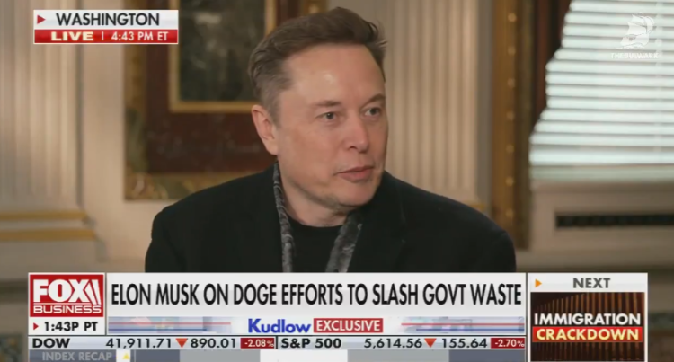 当地时间3月10日，马斯克接受福克斯商业频道采访。图为采访视频截图，图：北京日报