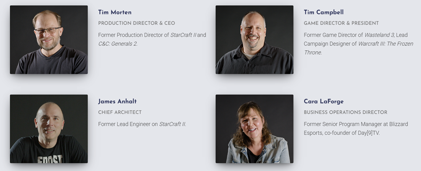 核心成员包括了《星际争霸2：虚空之遗》的制作总监Tim Morten