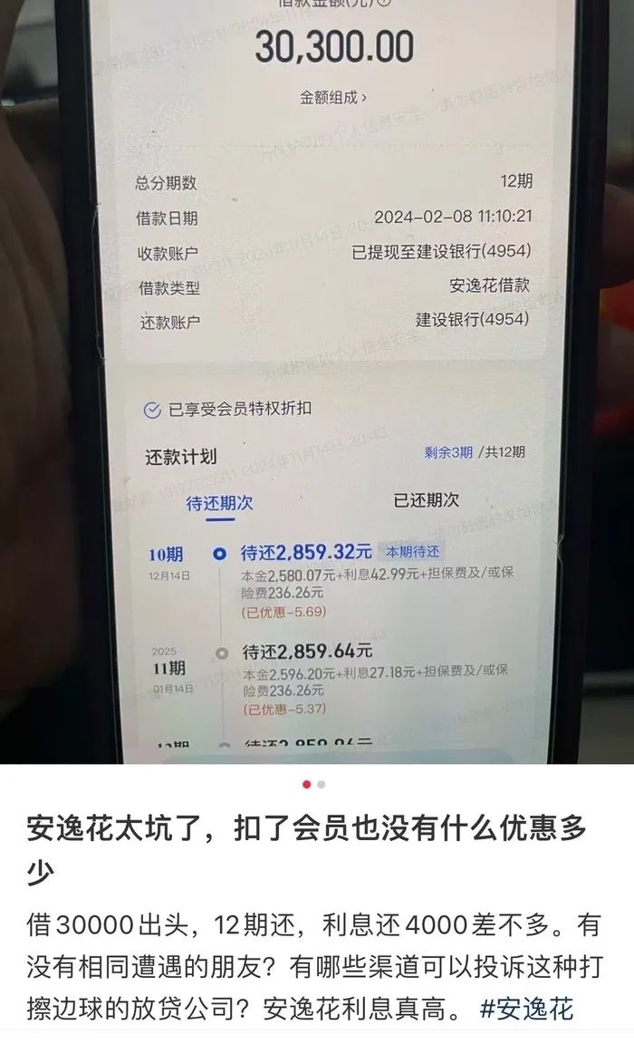 安逸花被集中投诉:借款3万多元利息近4000元 不知情被扣费(图2)