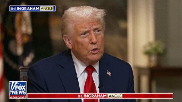 特朗普19日接受美媒采访时挑拨中俄关系 视频截图