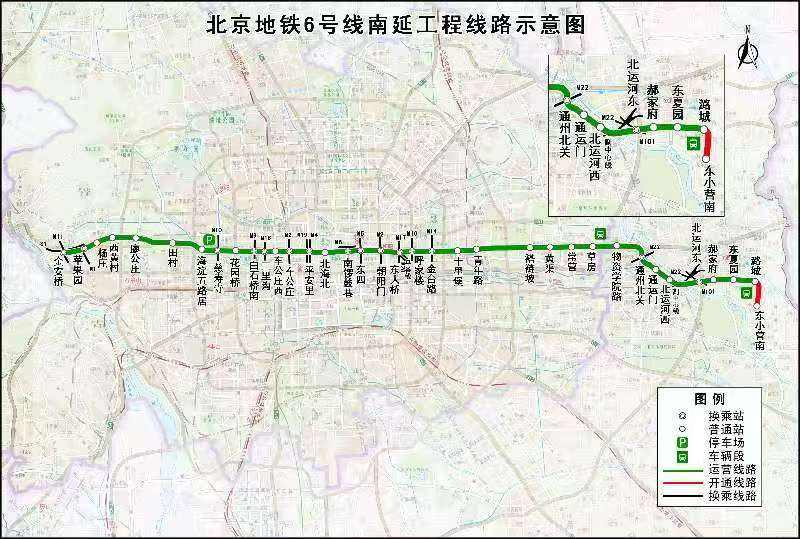 地铁6号线南延线路示意图。北京市重大项目办供图