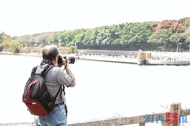筼筜湖畔，市民正在观鸟。 记者 王世伟 摄