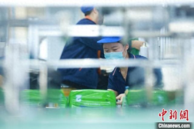 2025年4月，浙江省嘉善县罗星街道的浙江亿维护理用品有限公司内，工人们开足马力加紧生产。王志杰 摄
