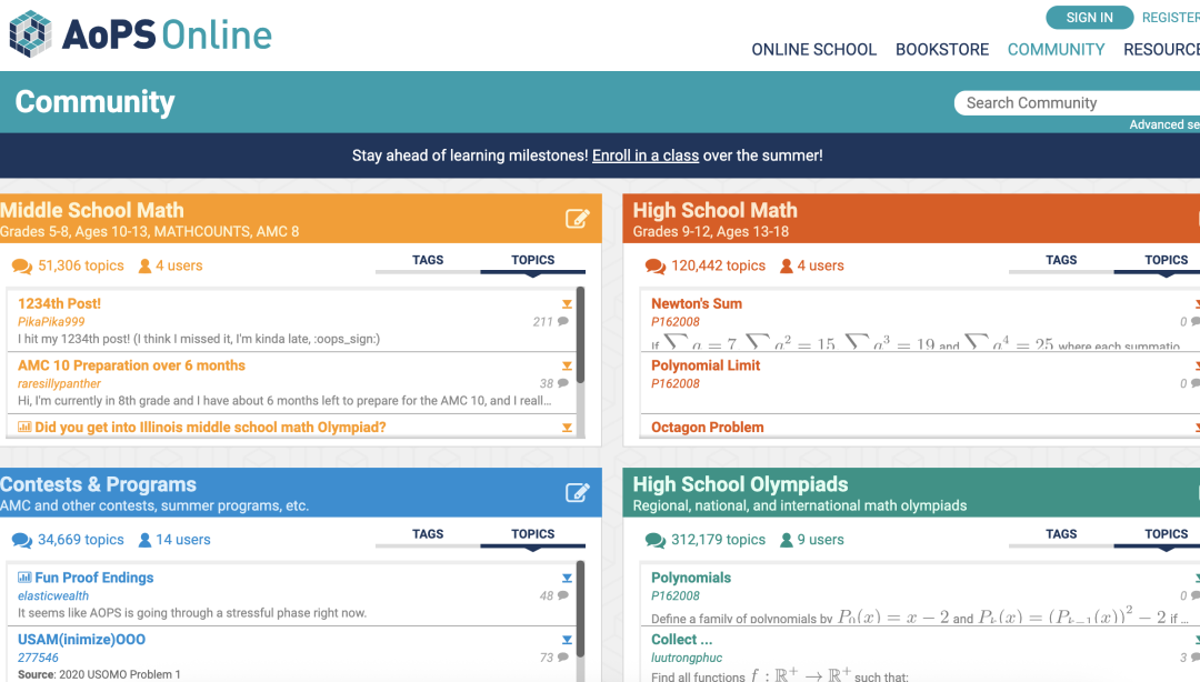 除「中学数学」（Middle School Math）版块外，他们收录了所有论坛讨论内容