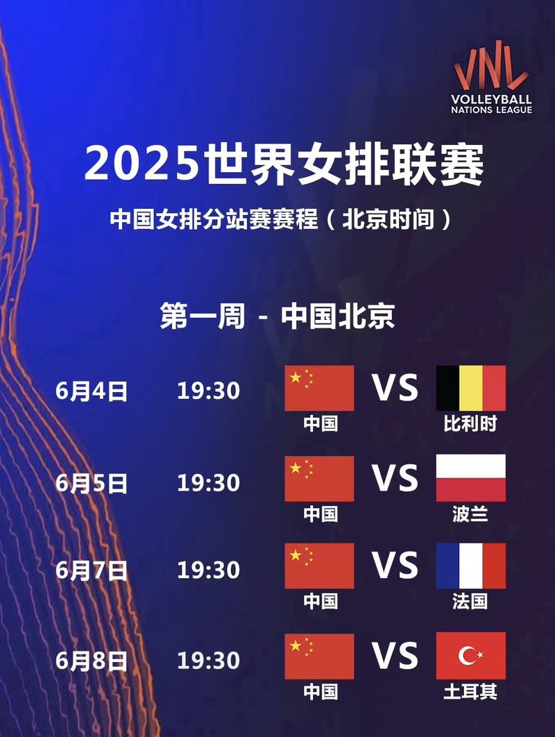 世界女排联赛北京站中国队赛程。
