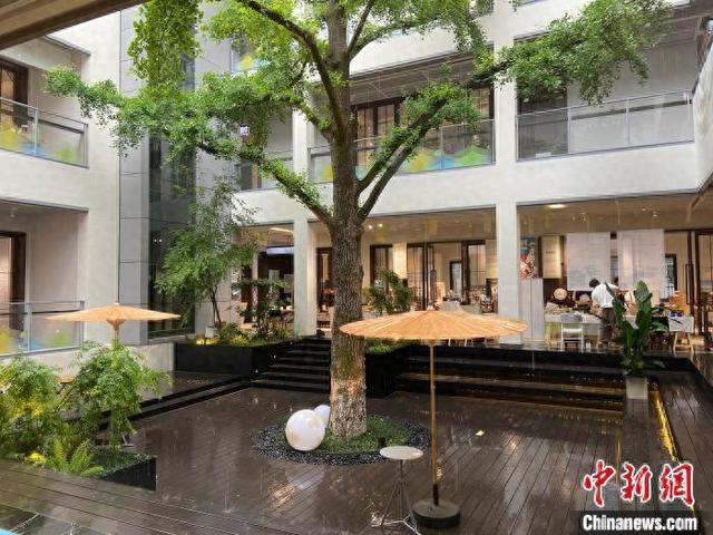 近日，雨中的晓风书屋一景。 林波 摄