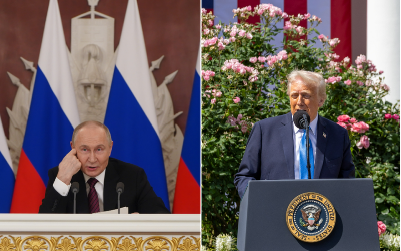 ▲资料图：普京与特朗普。图/新华社