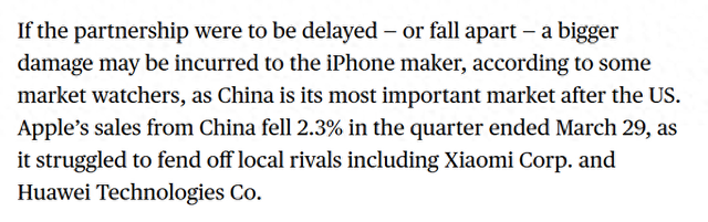 苹果境遇引发担忧媒体报道截图