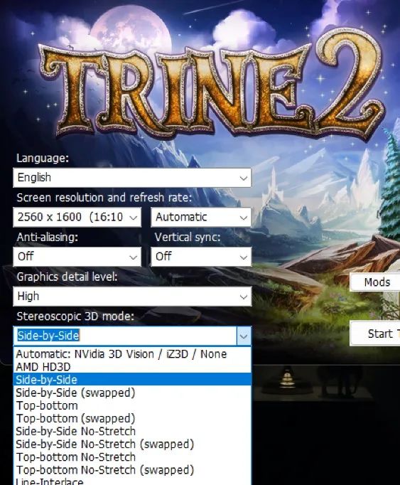 《三位一体2》有着非常齐全的原生3D输出格式