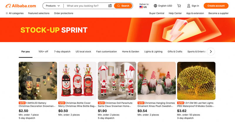 “外贸618”圣诞相关商品订单大涨。网站截图