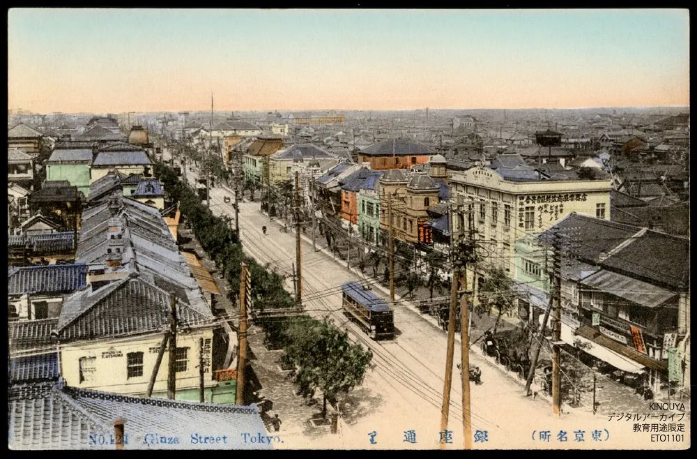 大正时期银座街景手绘图