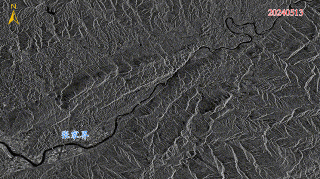 湖南省张家界市澧水流域洪涝前后高分三号系列卫星图像对比图