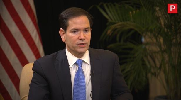 鲁比奥在采访中反对对俄实施新制裁 视频截图