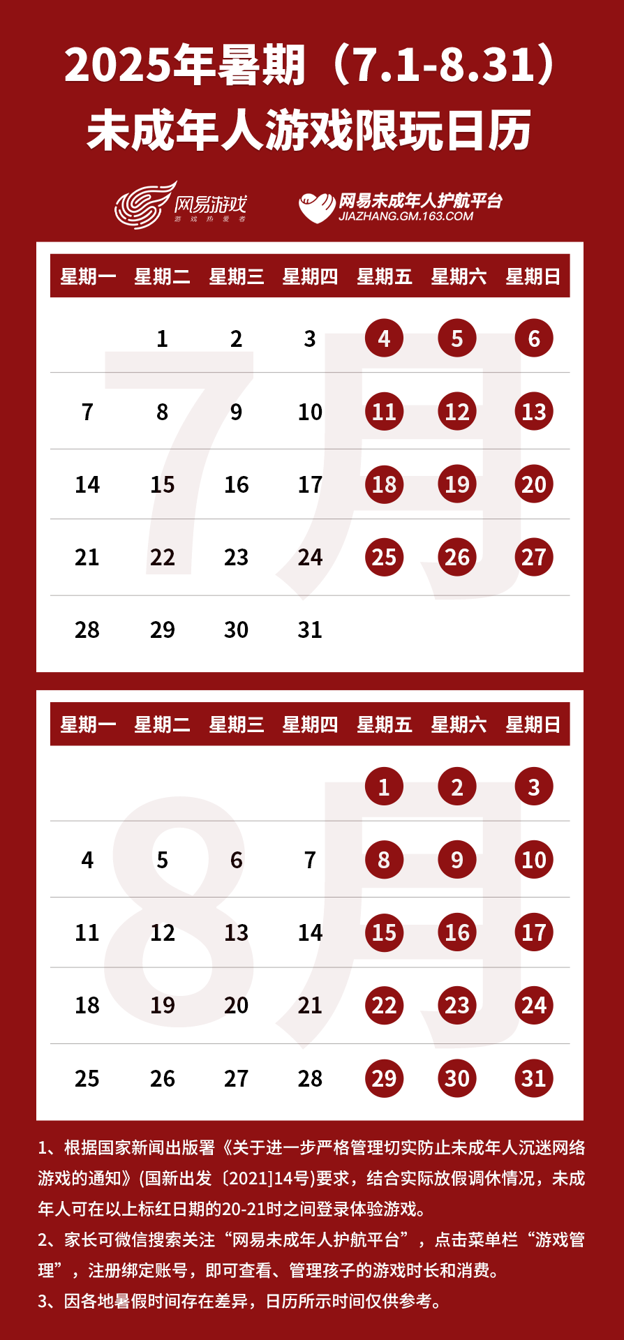 腾讯、网易发布通知：暑假未成年人限玩游戏不超过27小时