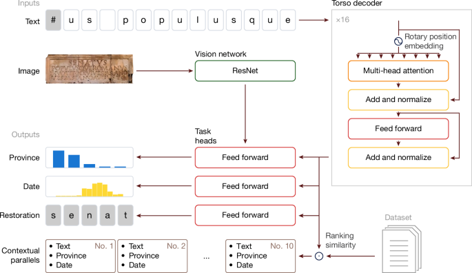图丨 Aeneas 架构对文本转录的处理过程（来源：Nature）