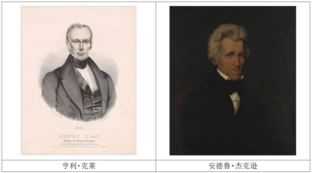 圖2、輝格黨和民主黨代表（亨利?克萊和安德魯?杰克遜）