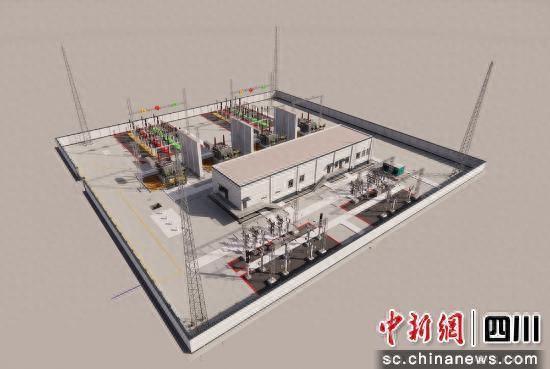文峰牵引变电所效果图。长江沿岸铁路集团四川有限公司供图
