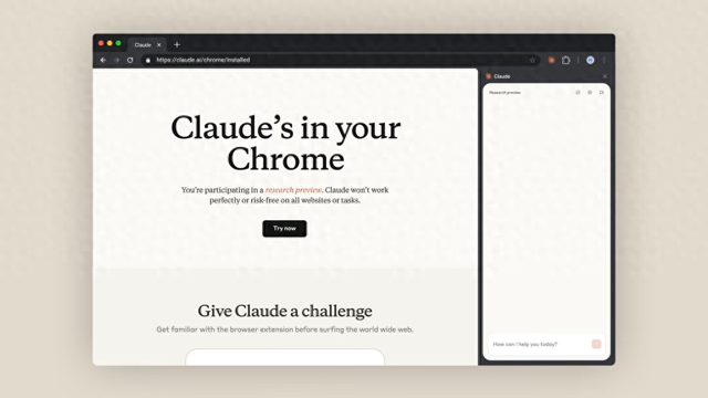 Claude for Chrome将显示在浏览器的侧边栏。来源：Anthropic