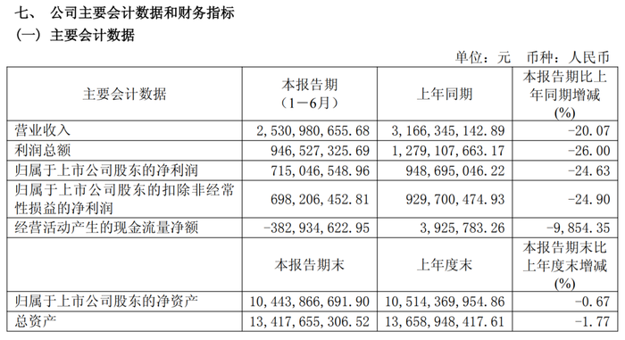 圖片來(lái)源：口子窖2025上半年公告截圖
