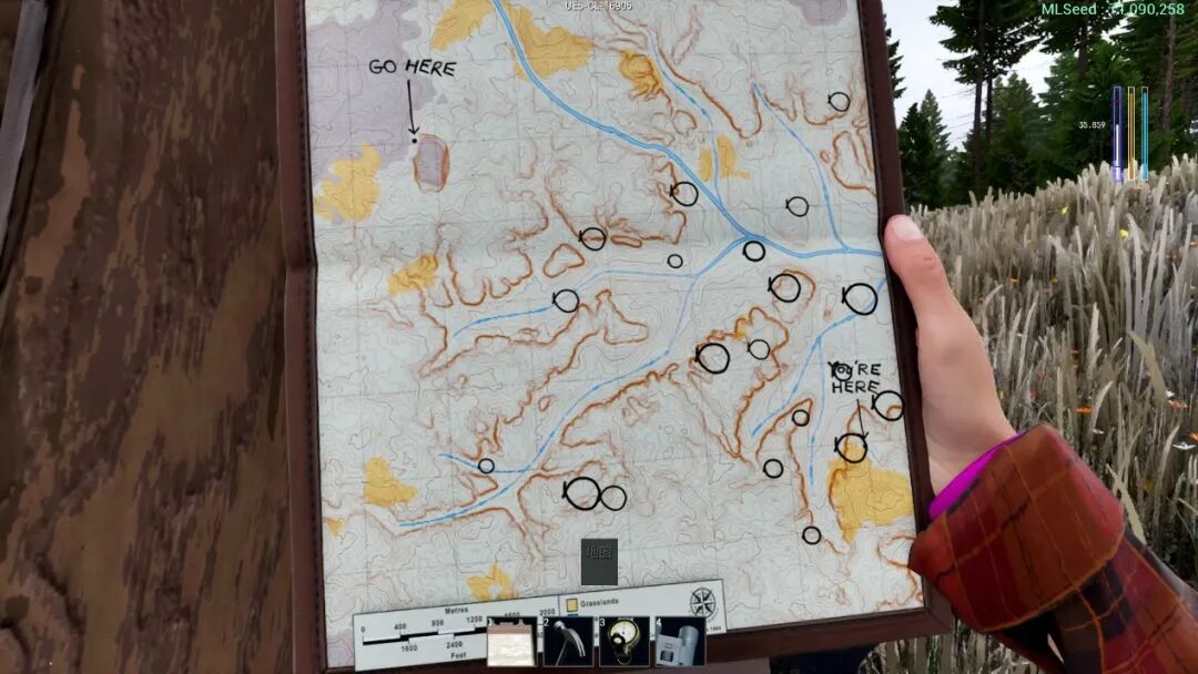 地图上的“你在这”只是初始小屋的位置，并非玩家的实时坐标