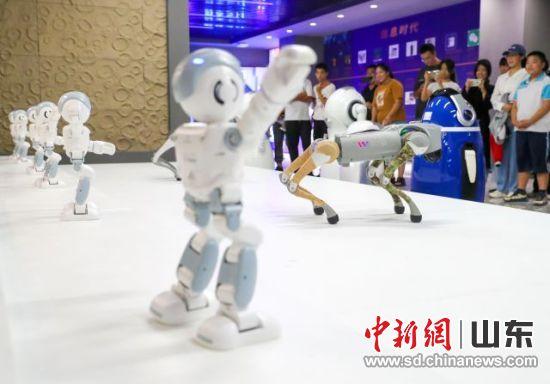 9月9日，学生们观看机器狗跳舞。张进刚 摄