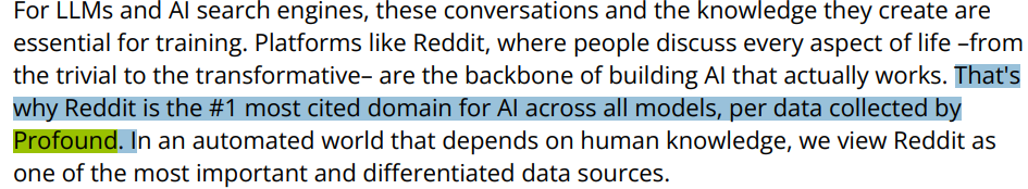 ▲Reddit最新财报引用了Profound