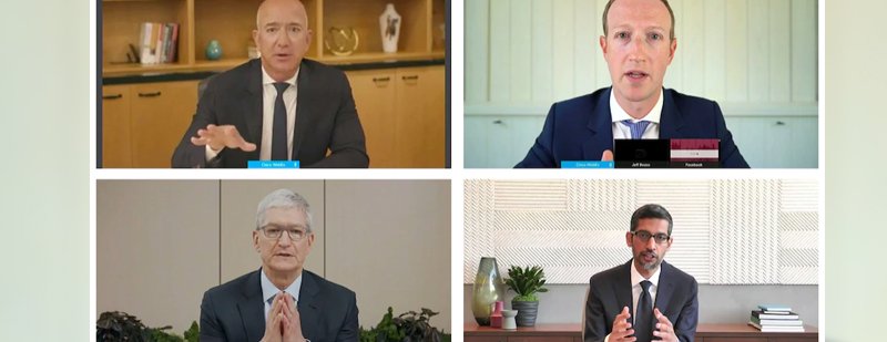 2020年7月，美國四大科技巨頭高管在美國國會視頻作證 視頻截圖