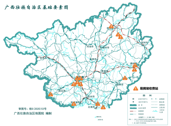 圖一 易發(fā)生擁堵緩行的收費站點位圖