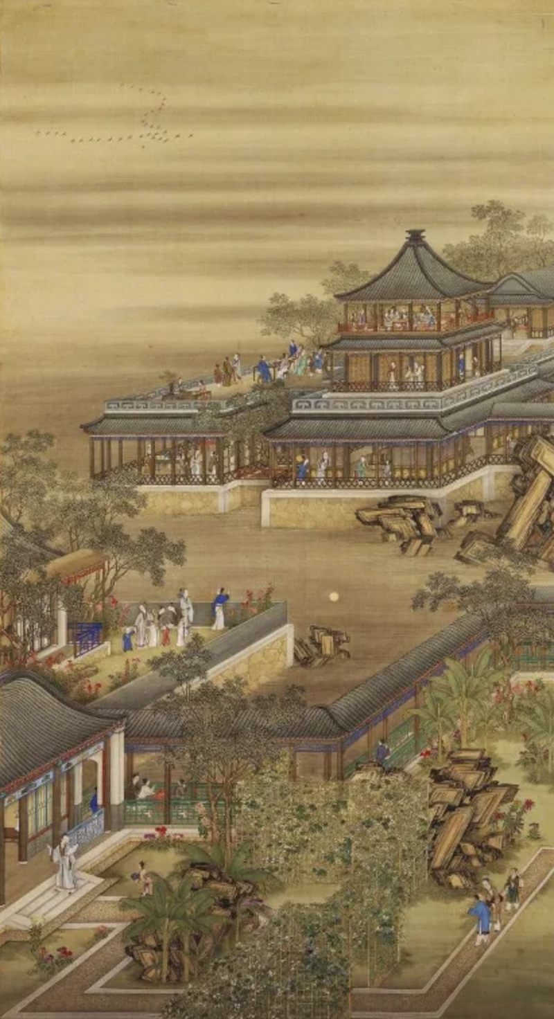 《雍正十二月行乐图》之“八月赏月”。《故宫生活志》插图