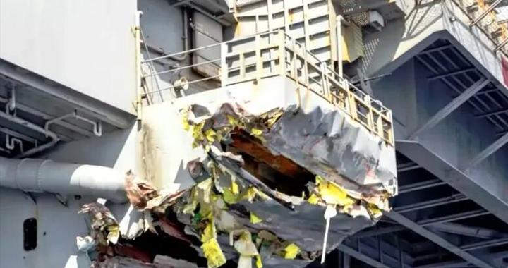 “杜鲁门”号航母被撞后8个月未修，海军基地用巨幅海报挡破洞，美11艘航母只3至4艘有部署能力