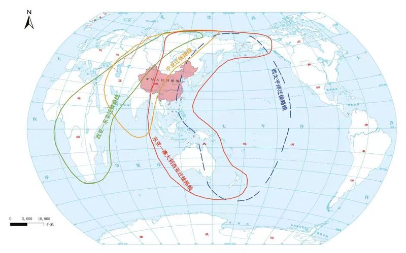中国候鸟迁飞通道示意图。图/《