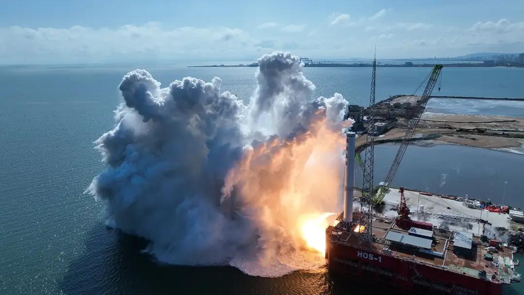 天兵科技天龙三号一级动力系统海上试车 天兵科技