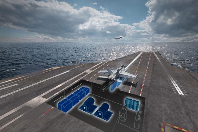 美国“福特”号航母的电磁弹射系统。 图片来源：美国海军